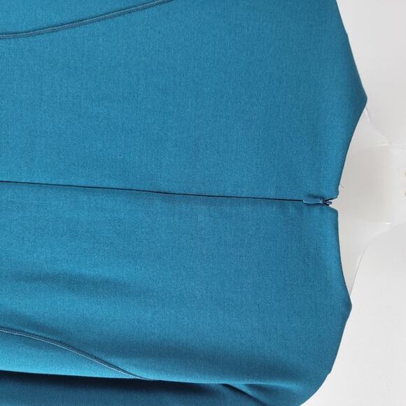 NEW Minan Wong 3/4 Sleeve Sheath Dress V-Neck Blue Zip Size 8 - Picture 6 of 7